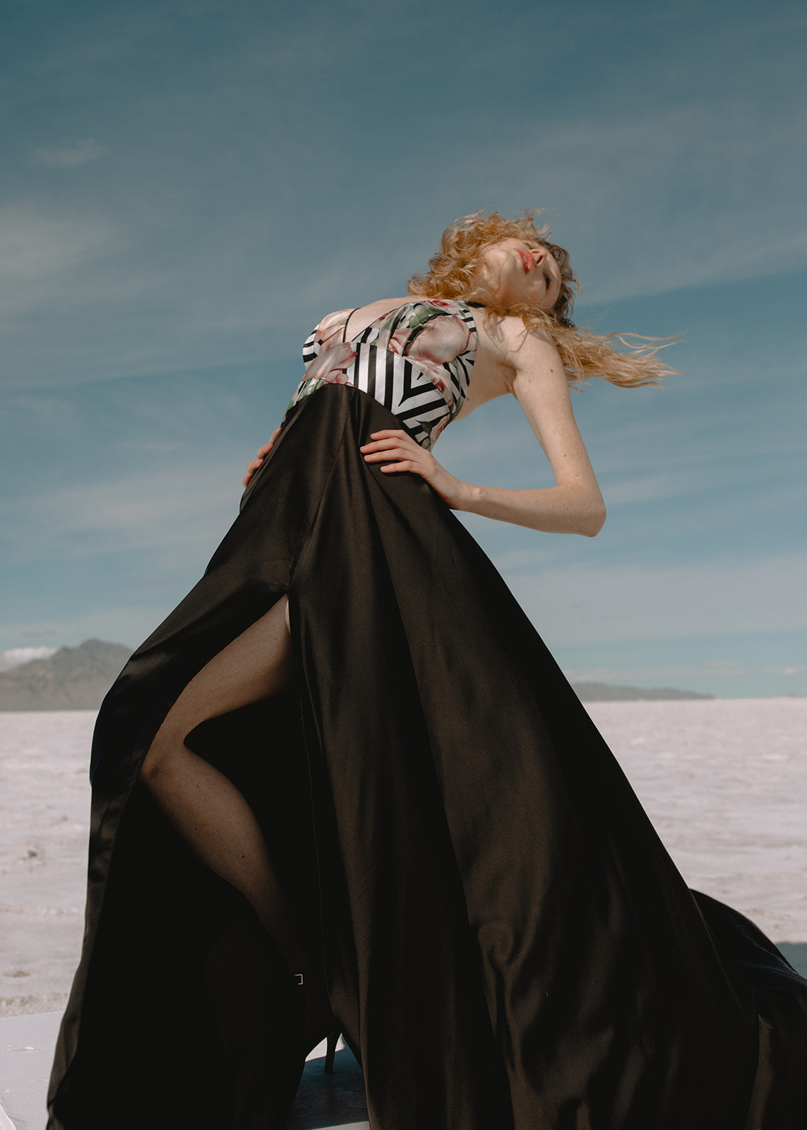 1990s Stripe Print Satin